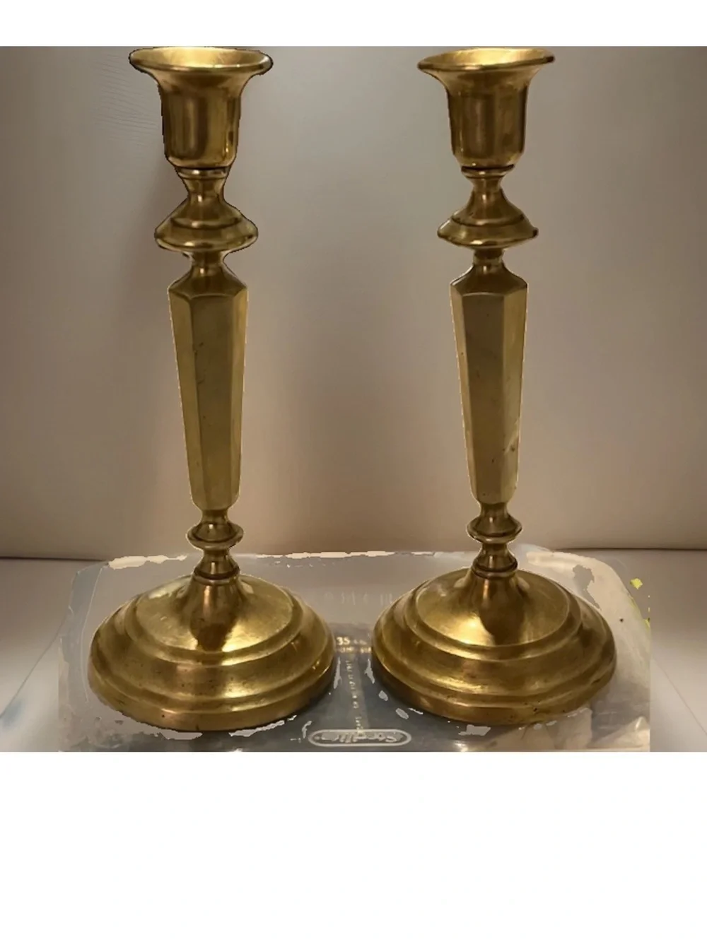 Antique Brass Candlestick Holders - Pair